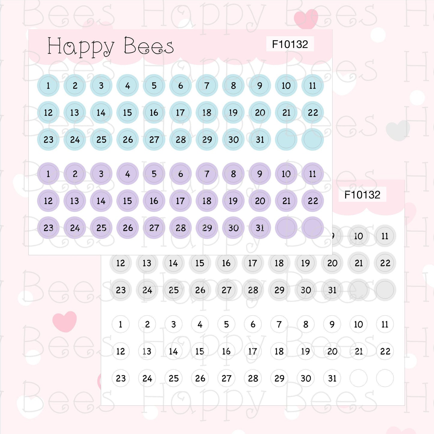 Mini Monthly Date Dots - Functional Cute Hobonichi Weeks Planner Stickers F10132