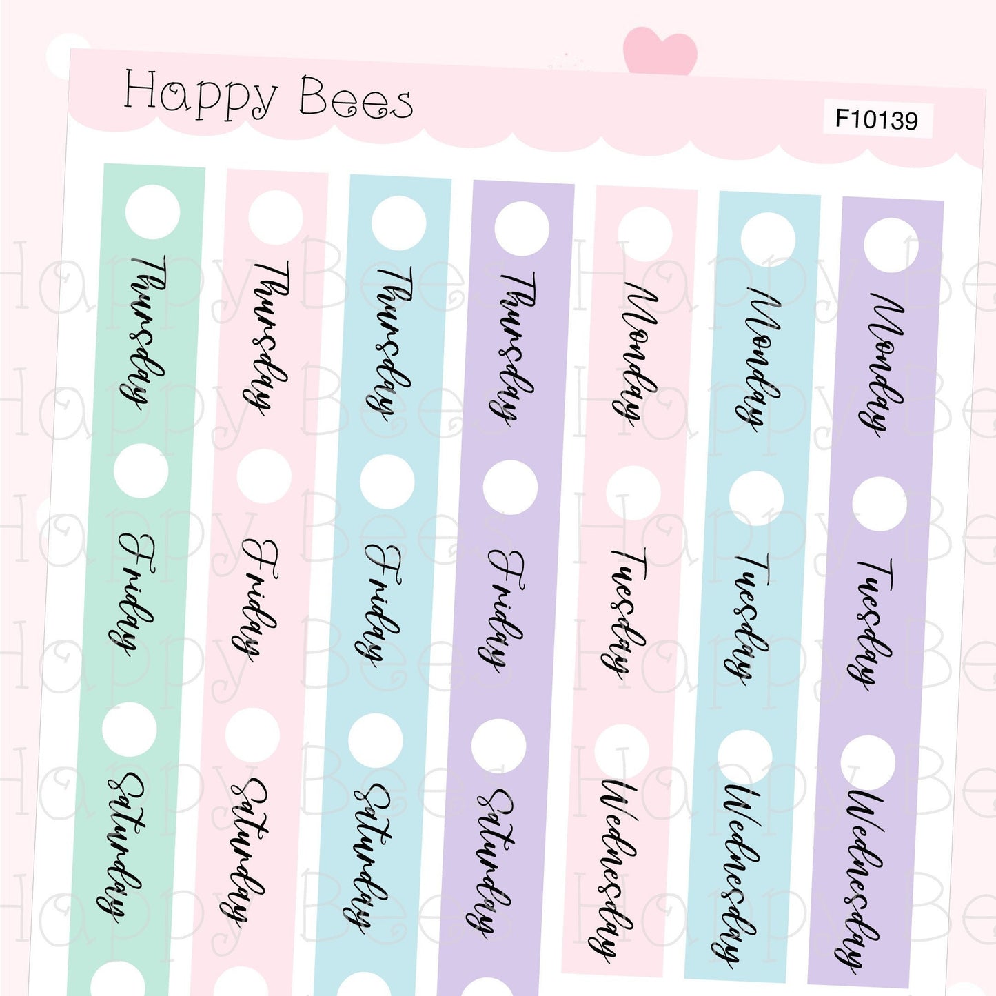 Weekly Date Covers & Day Off - Functional Cute Hobonichi Cousin Planner Stickers F10139