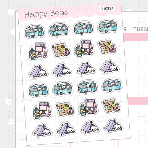 Camping Doodles Vol. 2 - Cute Summer Planner Stickers D10334