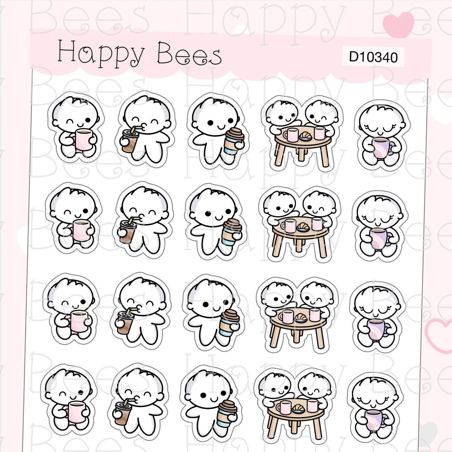 Coffee Time Doodles - Cute Drinks Cafe Planner Stickers D10340