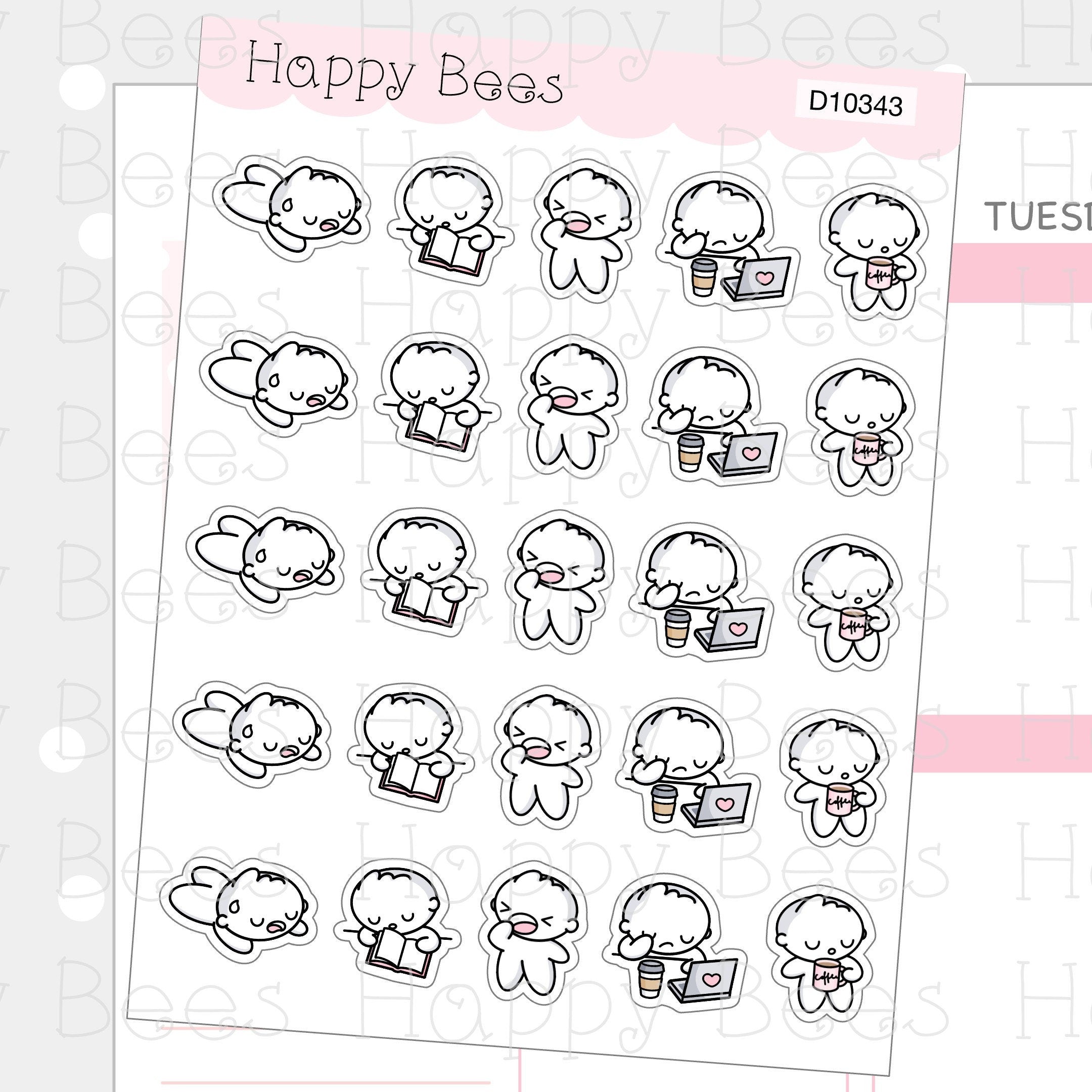 So Tired Doodles - Cute Sleepy Work Planner Stickers D10343